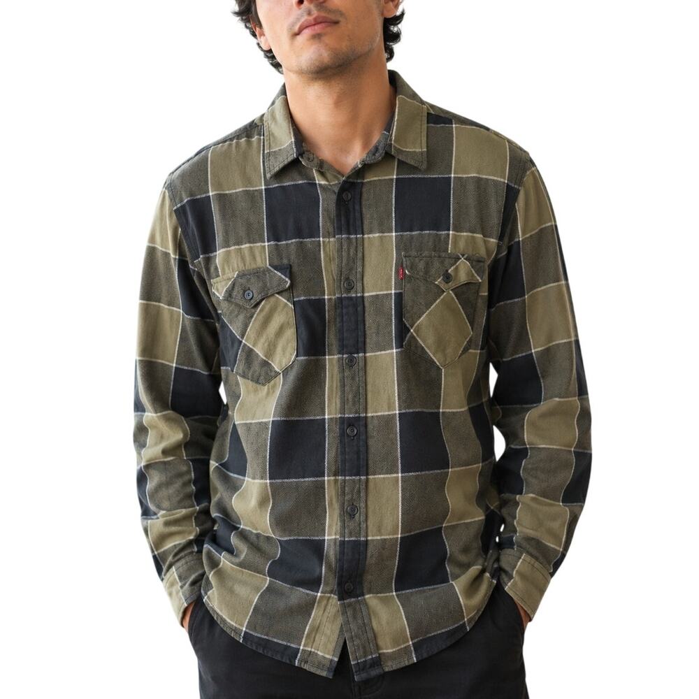 Levi’s Green Black Plaid Flannel L 90s Grunge Workwear